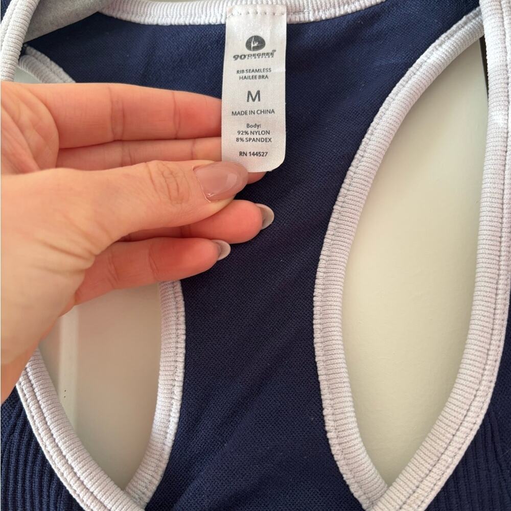 Women's Navy Blue Sports Bra - Picture 3 of 7